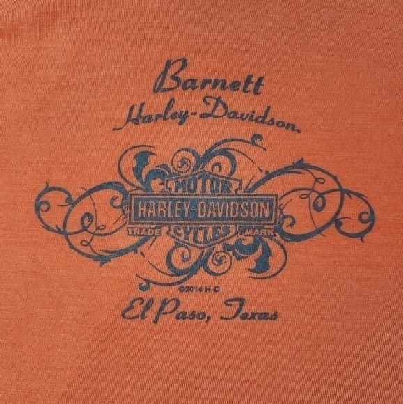 Harley Davidson Womens Size Large 3/4 Sleeve Melon and White Striped El Paso, Tx - Picture 6 of 7